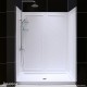 SlimLine 32 - 60 in. x 30 - 36 in. Single Threshold Shower Base Center Drain and QWALL-5 Shower Backwall Kit